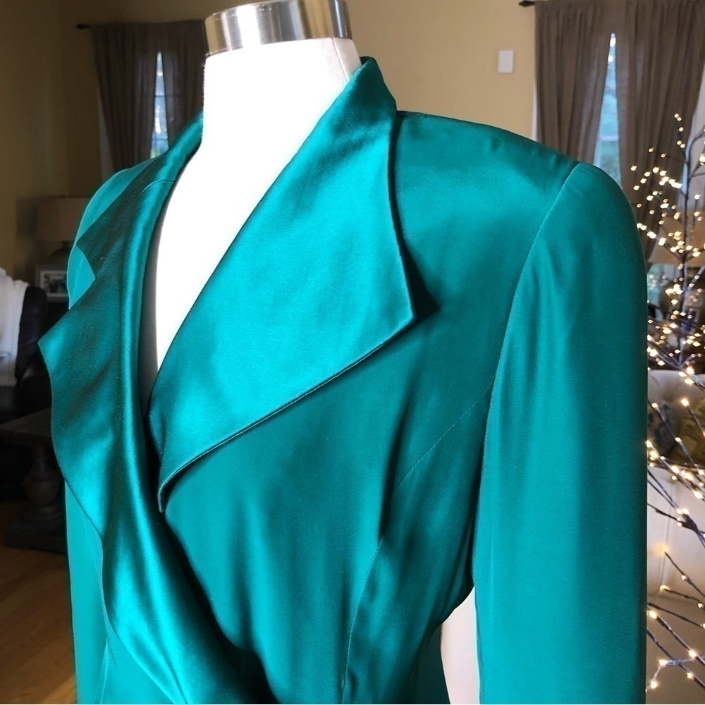Vintage PSI Night Silk Wrap Power Dress Green 10 - Picture 6 of 15